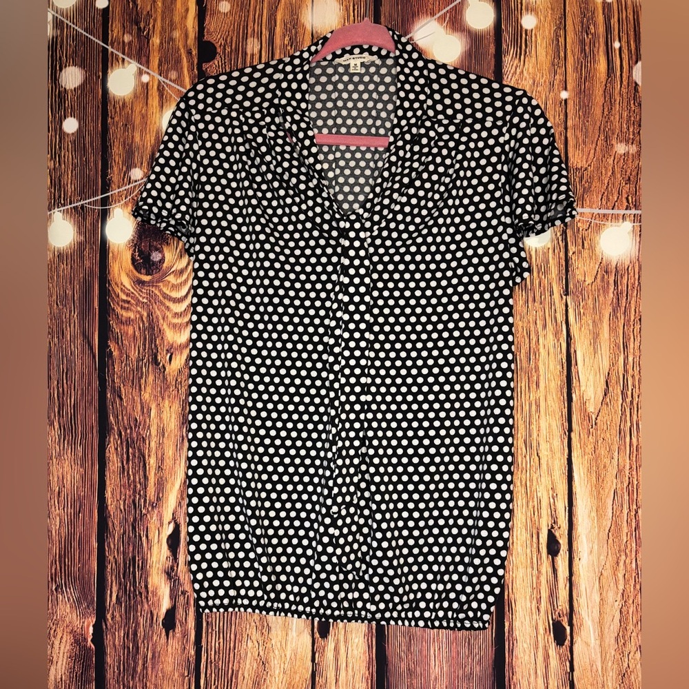 Max Studio Black and White Polka Dot Blouse